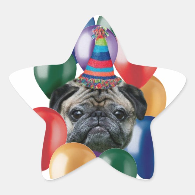 Joyeux Carlin d'anniversaire Stickers chien (Devant)
