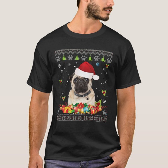 Joyeux Carlin de Noël chien laide Sweat Père Noël  (Devant)