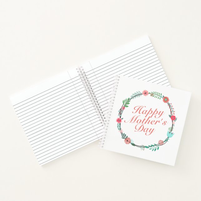 Joyeux Carnet de la Fête des Mères Floral Wreath (Intérieur)
