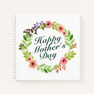 Joyeux Carnet de la Fête des Mères Floral Wreath