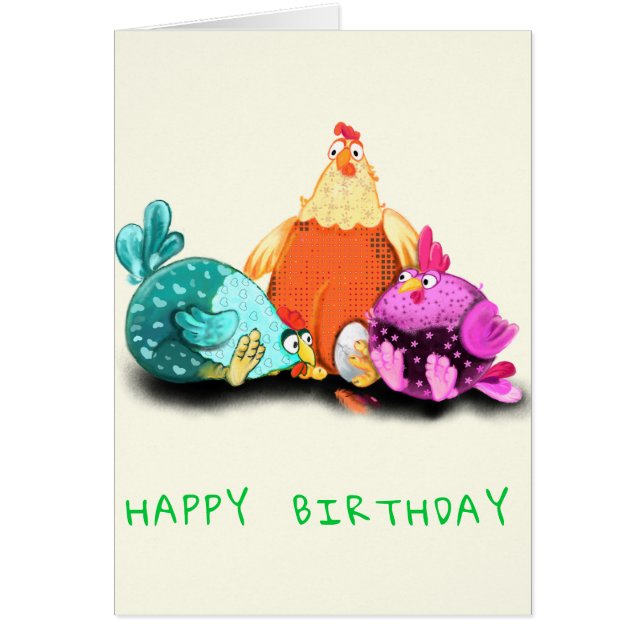 Joyeux Carte d'anniversaire Poulets en attente Hat (Devant)