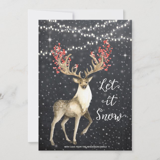 joyeux carte de noël hiver cerf de neige (Devant)