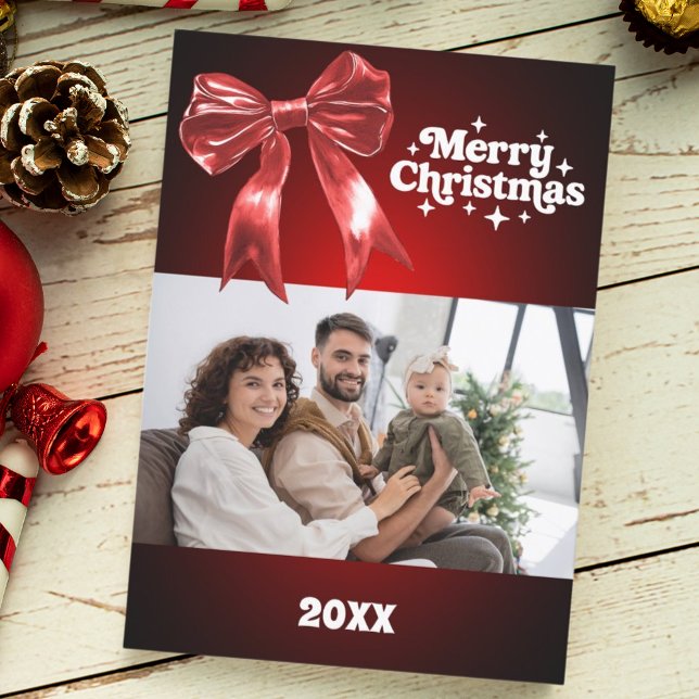 Joyeux carte photo arc rouge Noël (Créateur téléchargé)