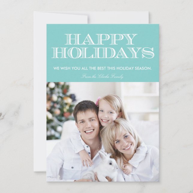 Joyeux Carte photo Blue Chevron (Devant)