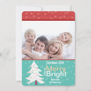 Joyeux Carte photo brillant Retro Red Mint Pine Tr