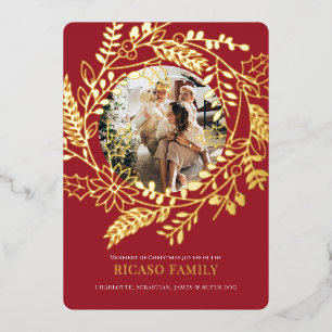 Joyeux Carte photo de couronne de Noël