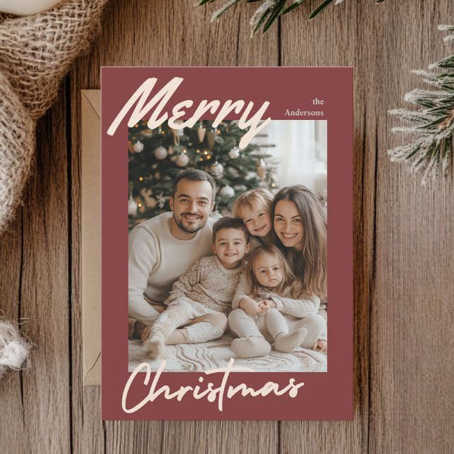 Joyeux Carte photo de famille de Noël | Cadre Bour (Créateur téléchargé)