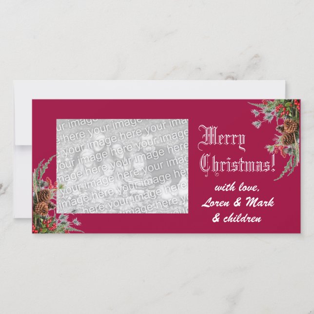 Joyeux Carte photo de Noël -cerise (Devant)