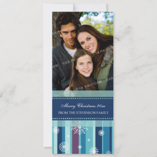 Joyeux Carte photo de Noël Turquoise Violet Snowfl