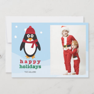 Joyeux Carte photo de vacances avec Penguin - Noël