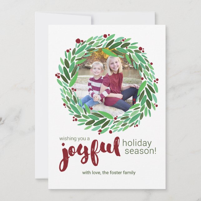 Joyeux Carte photo de vacances Wreath (Devant)