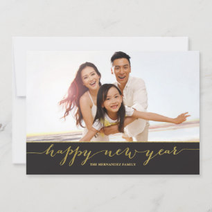 Joyeux Carte photo du Nouvel An Gold Script