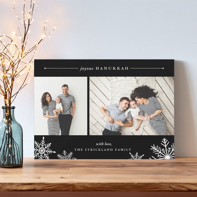 Joyeux Carte photo Hanoukka Snowflake | Black (Créateur téléchargé)
