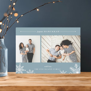 Joyeux Carte photo Hanoukka Snowflake Givre