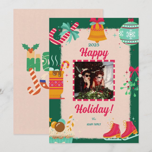 Joyeux Cartes de fin de année de photos de Noël (Devant / Derrière)