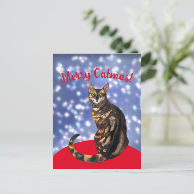 Joyeux Catmas, bengale cat Carte postale (Debout devant)