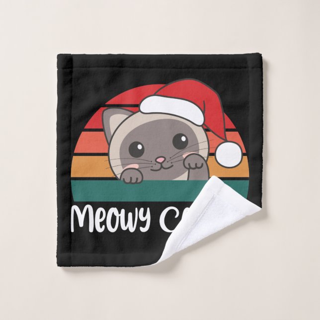 Joyeux Catmas Drôle Chat Noël Pun linge (Gant de toilette)