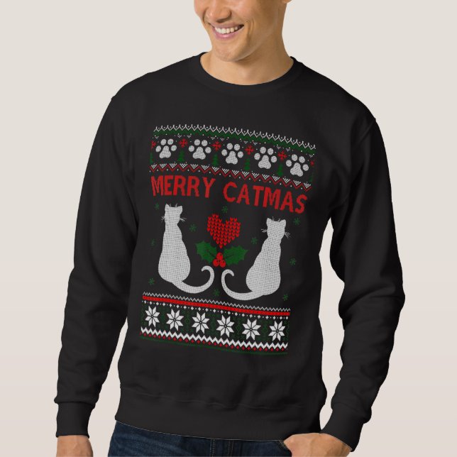 Joyeux Catmas Drôle Chat Noël Vilain Sweat Hommes (Devant)