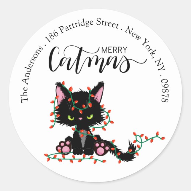 Joyeux Catmas | Étiquettes d'adresse de retour de  (Devant)