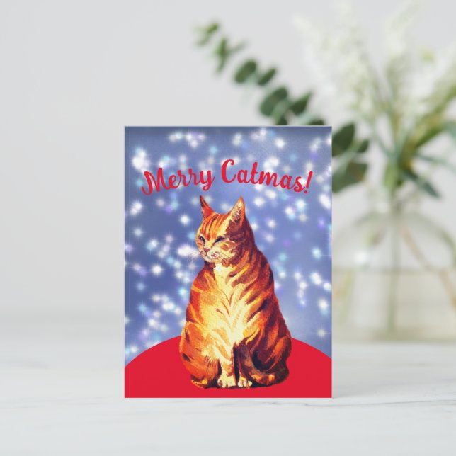 Joyeux Catmas, marmelade ginger cat Carte postale (Debout devant)