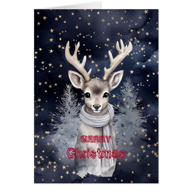 Joyeux Cerf De Noël Portant Une Écharpe (Devant)