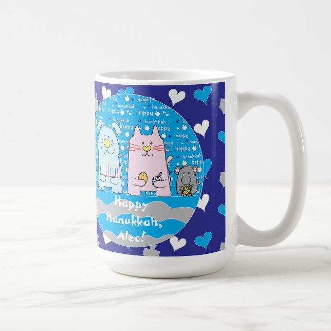 Joyeux Chanukah/Hanoukka PETS Blue Mug (Droite)
