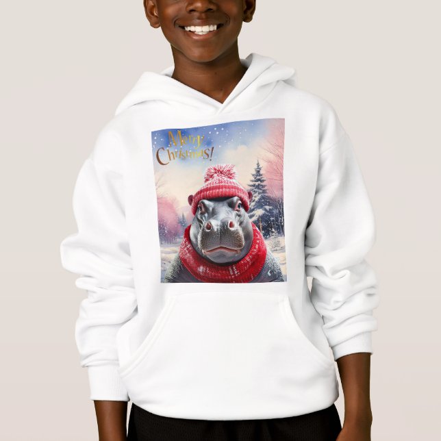 Joyeux chapeau et foulard de Noël Hippo (Devant)