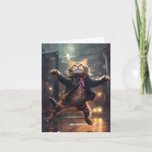 Joyeux Chat Dansant Dans La Pluie