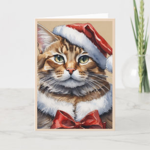 Joyeux chat de Noël Plier Carte de vacances