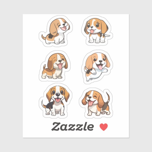 joyeux chien beagle stickers pack (Feuille)