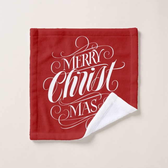 Joyeux CHRISTmas Christian Calligraphie Script Rou (Gant de toilette)
