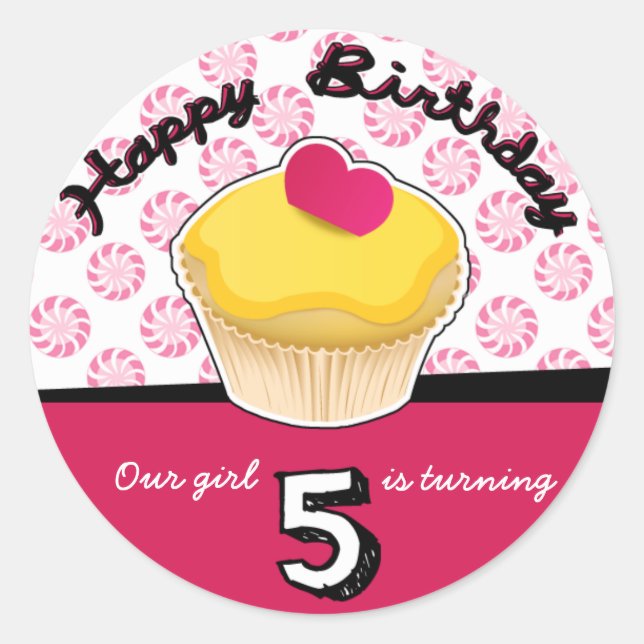 Joyeux cinquième (5e) Stickers Cupcake Anniversair (Devant)