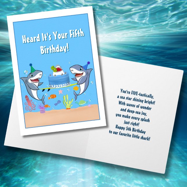 Joyeux cinquième anniversaire Requins avec carte g (Créateur téléchargé)