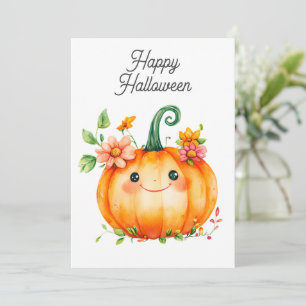 Joyeux Citrouille d'aquarelle en fleurs pour Hallo