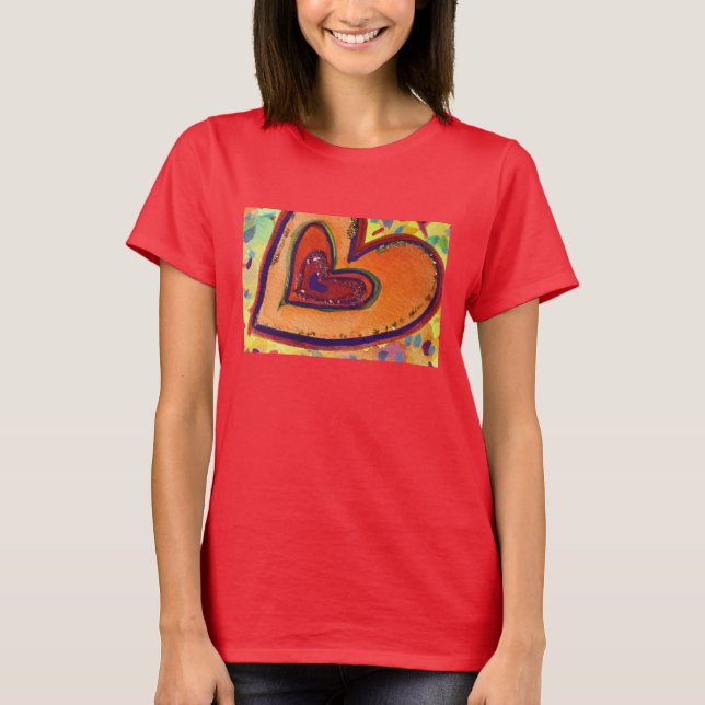 Joyeux Coeurs Peinture Amour T-shirt (Devant)