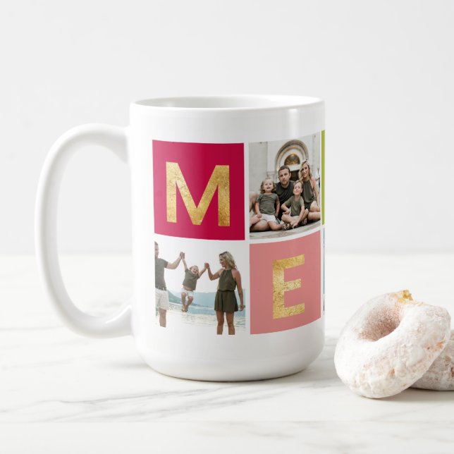 Joyeux coloré Multi Photo Holiday Mug (Avec donut)