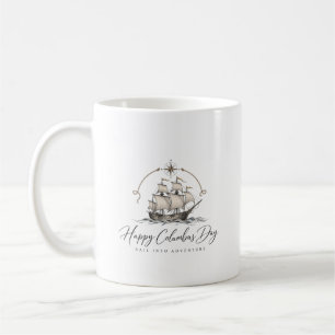 Joyeux Columbus Day Tasse à café vintage avec bate