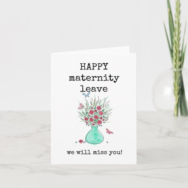 Joyeux Congé de maternité, Fleurs, Vase, Carte (Devant)