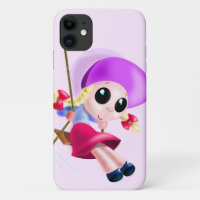 Joyeux coque iphone de fille en mouvement