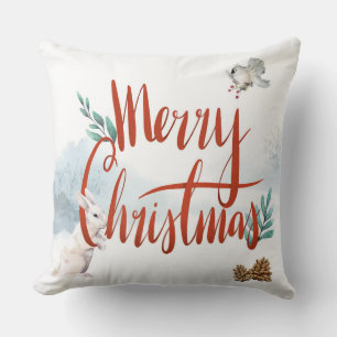 Joyeux Coussin de Noël blanc/rouge réversible