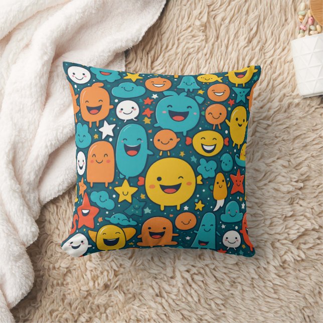 Joyeux Coussin Motif des visages de dessin (Couverture)