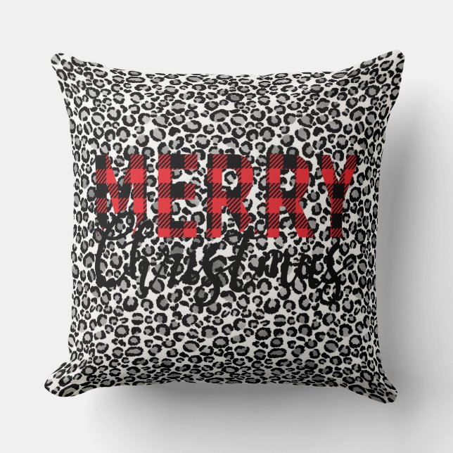 Joyeux Coussin Poster de animal Leopard de Noël (Recto)
