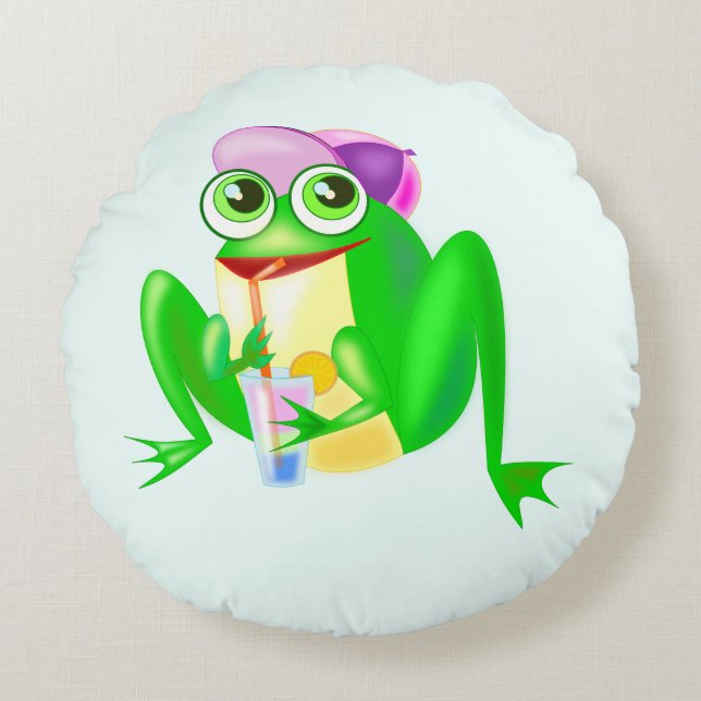 Joyeux Coussin rond de grenouille (Devant)