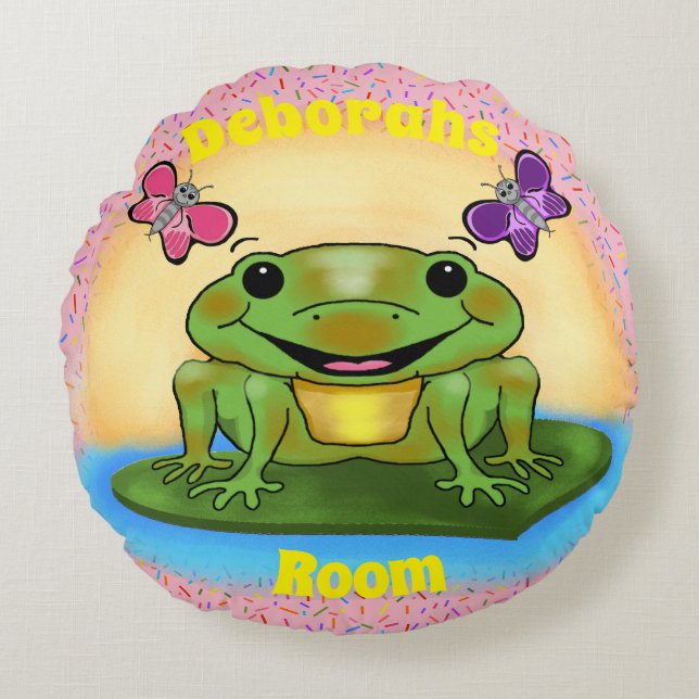 Joyeux Coussin rond de grenouille (Devant)