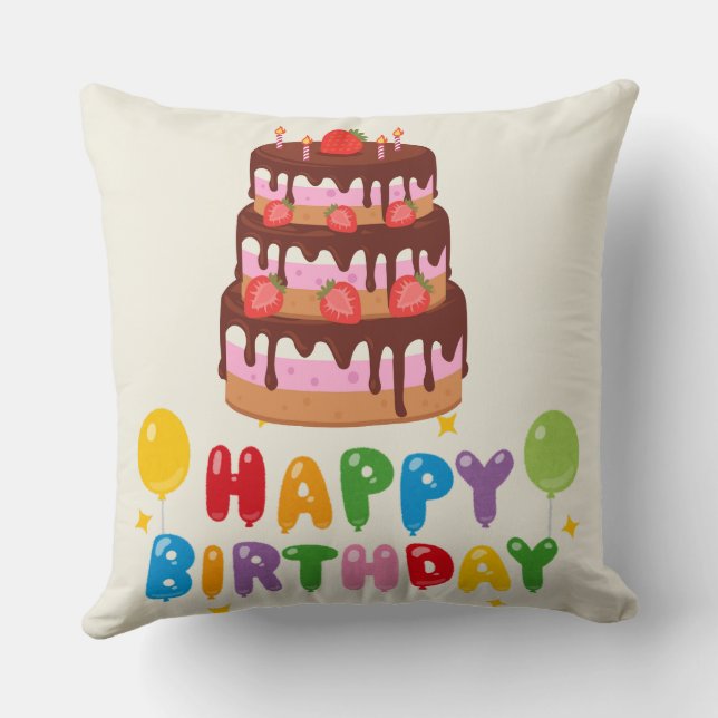 "Joyeux Coussins d'anniversaire | Coussin d'annive (Verso)