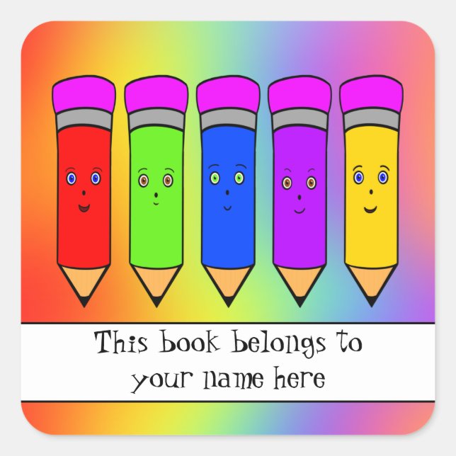 Joyeux crayons ! autocollant "Ce livre appartient  (Devant)