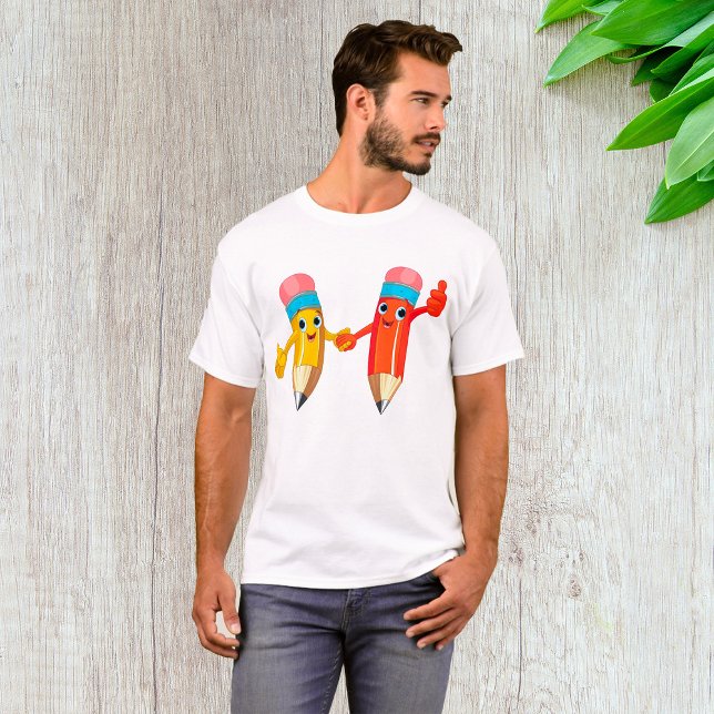 Joyeux crayons T-shirt rouge et jaune (Créateur téléchargé)