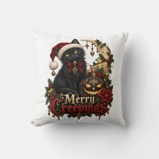 Joyeux Creepmas Coussin de Chat Noir Gothique