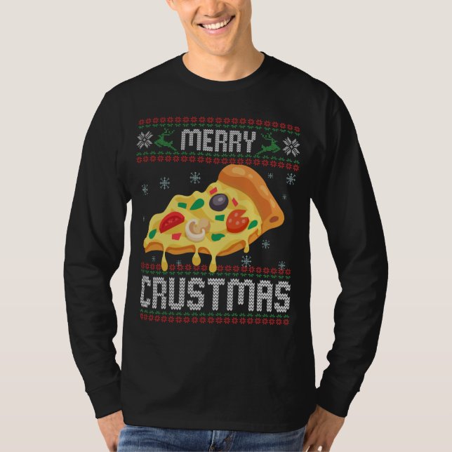 Joyeux Crustmas Funny Pizza de Noël laide Sweat (Devant)