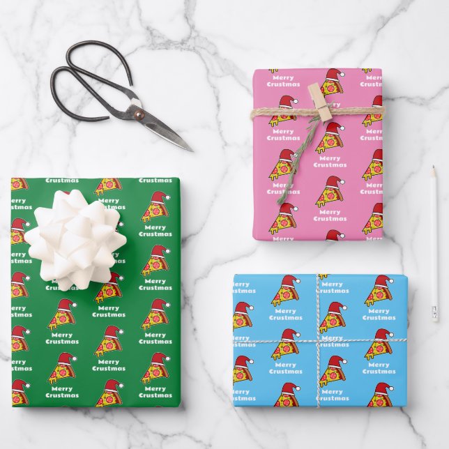 Joyeux Crustmas FUNNY TRANCHE DE PIZZA PAPIER D'EM (Recto)